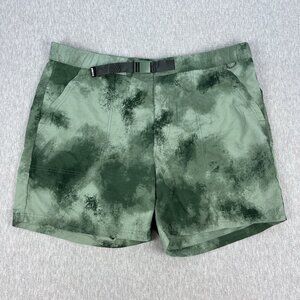 REI Co-Op Sahara Amphib Shorts Mens XL Green Space Camo Nylon 6.5" Ins Belted